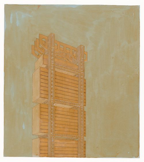 Axonometry for Edificio suspendido de oficinas