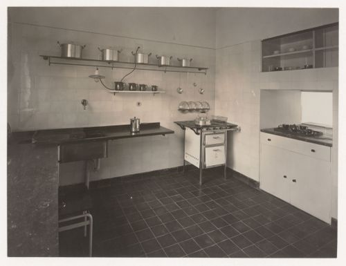 Interior view of the kitchen of House 8, Weissenhofsiedlung, Stuttgart, Germany