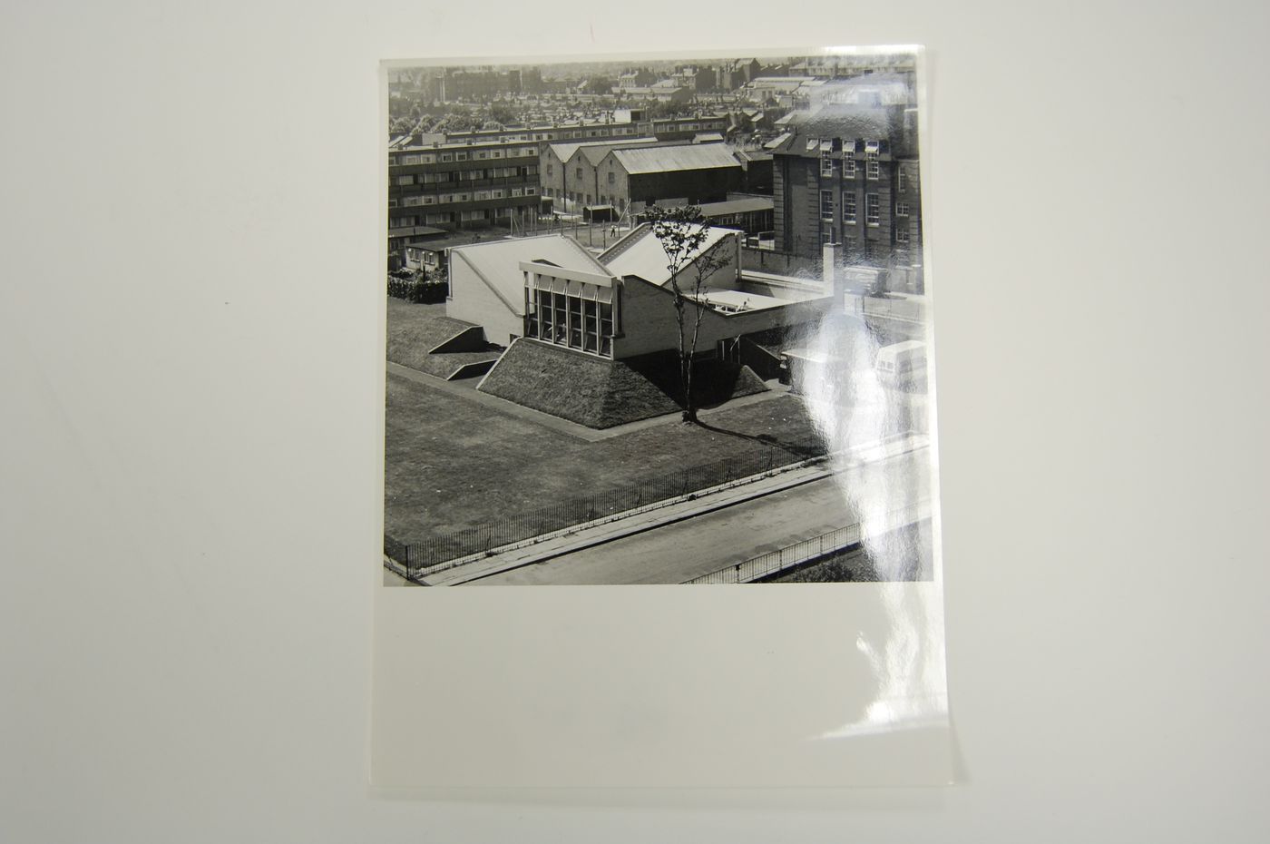 Exterior view of assembly and dining hall for Brunswick Park Primary School, Camberwell, London, England