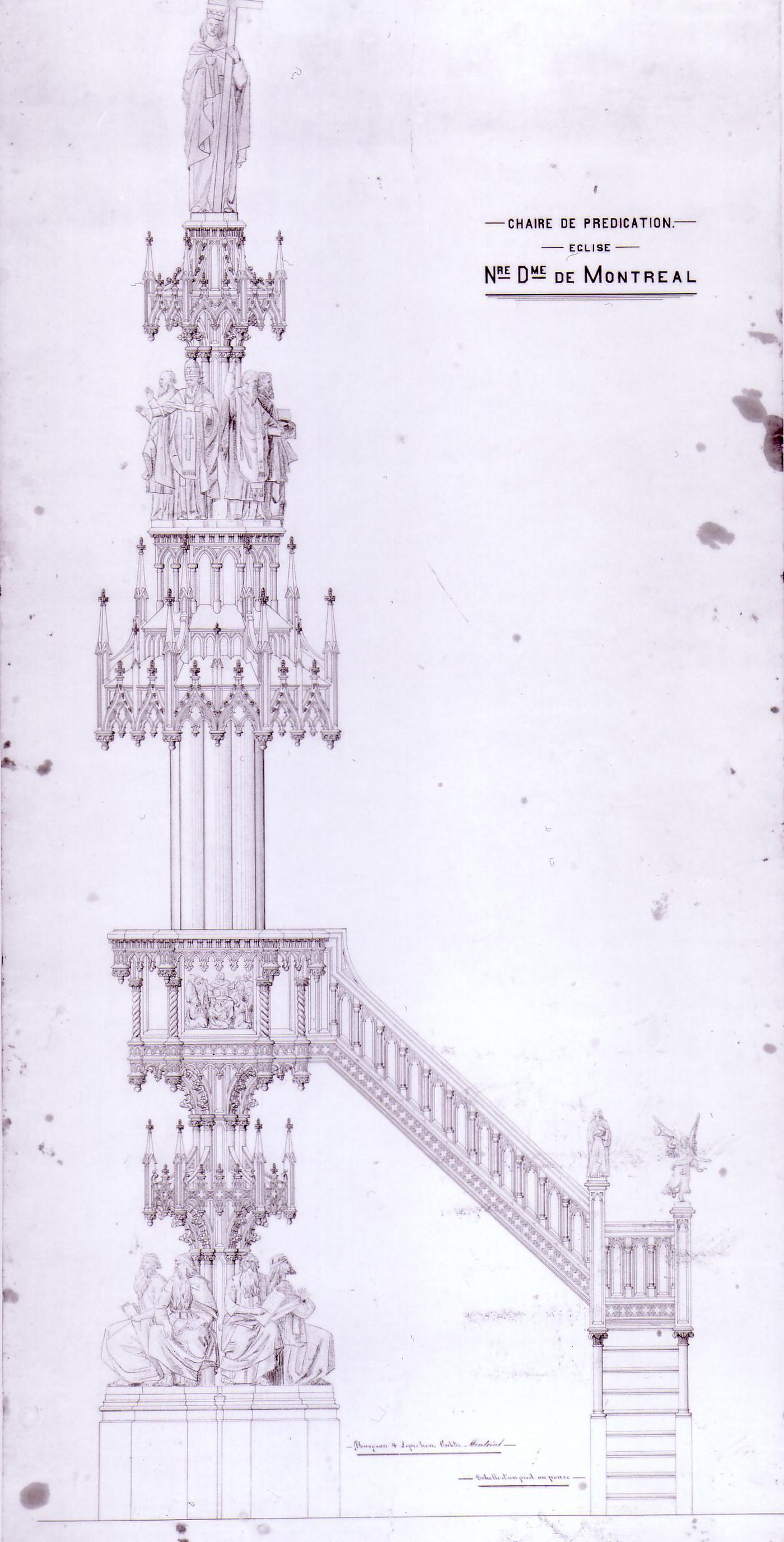 Elevation for the pulpit for Notre-Dame de Montréal