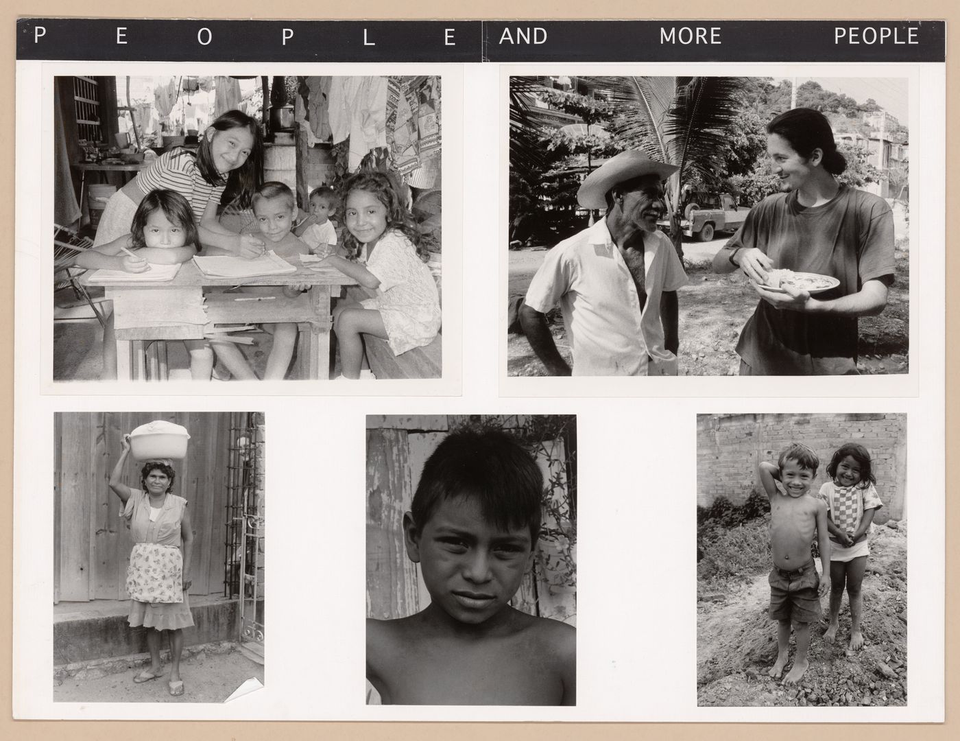 Presentation panel with photographs of the inhabitants of La Esperanza for the Urban Upgrading project La Esperanza, in Zihuatanejo, Mexico