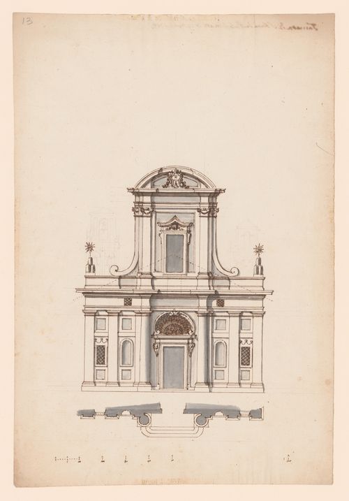 Elevation and plan for the façade for Sant'Anna dei Palafrenieri, Rome