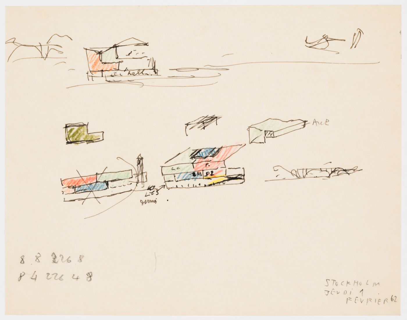 Pavillon Ahrenberg, Stockholm: sketches