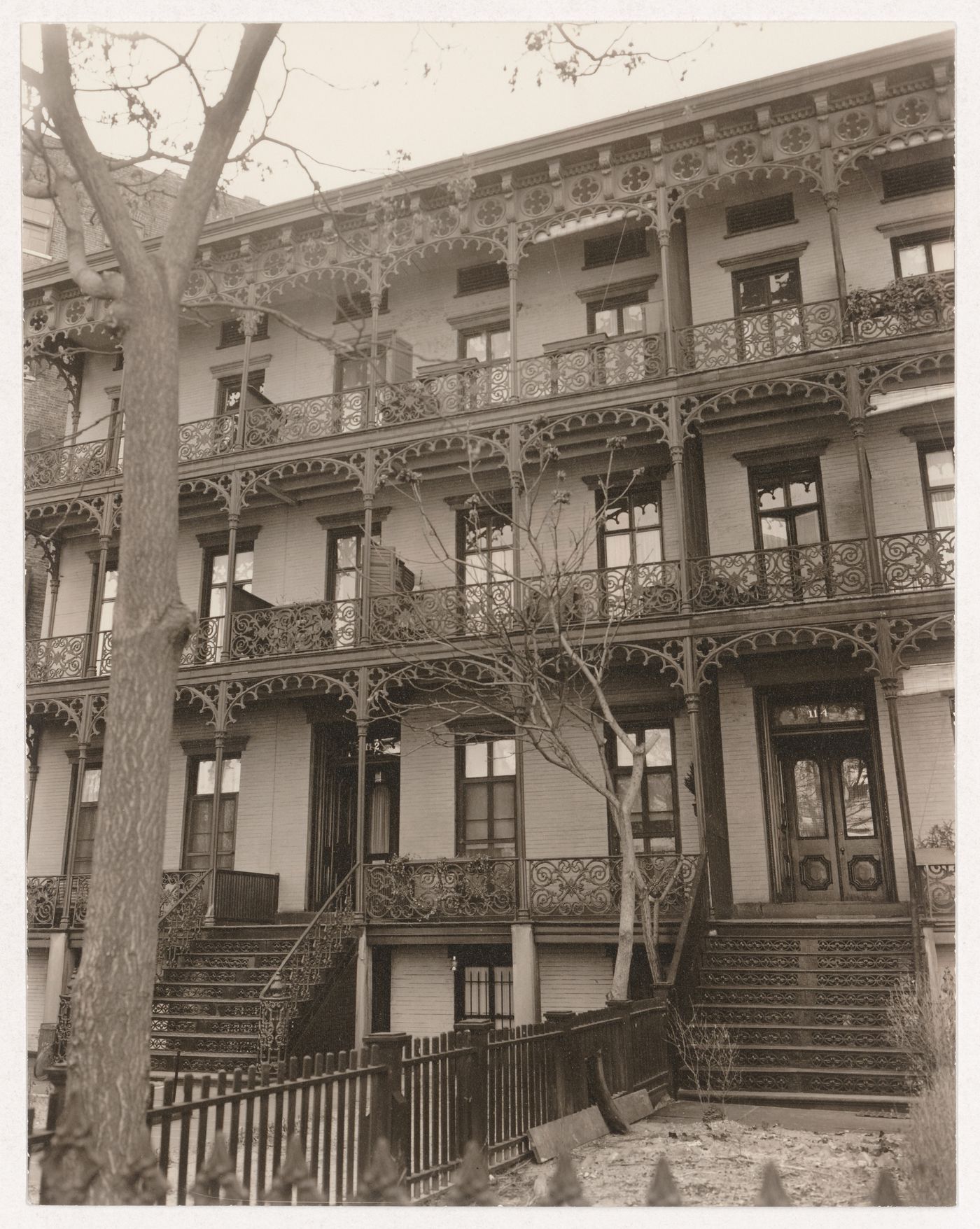 Grillwork detail, façade of No. 112-114 Eleventh Street, New York City, New York