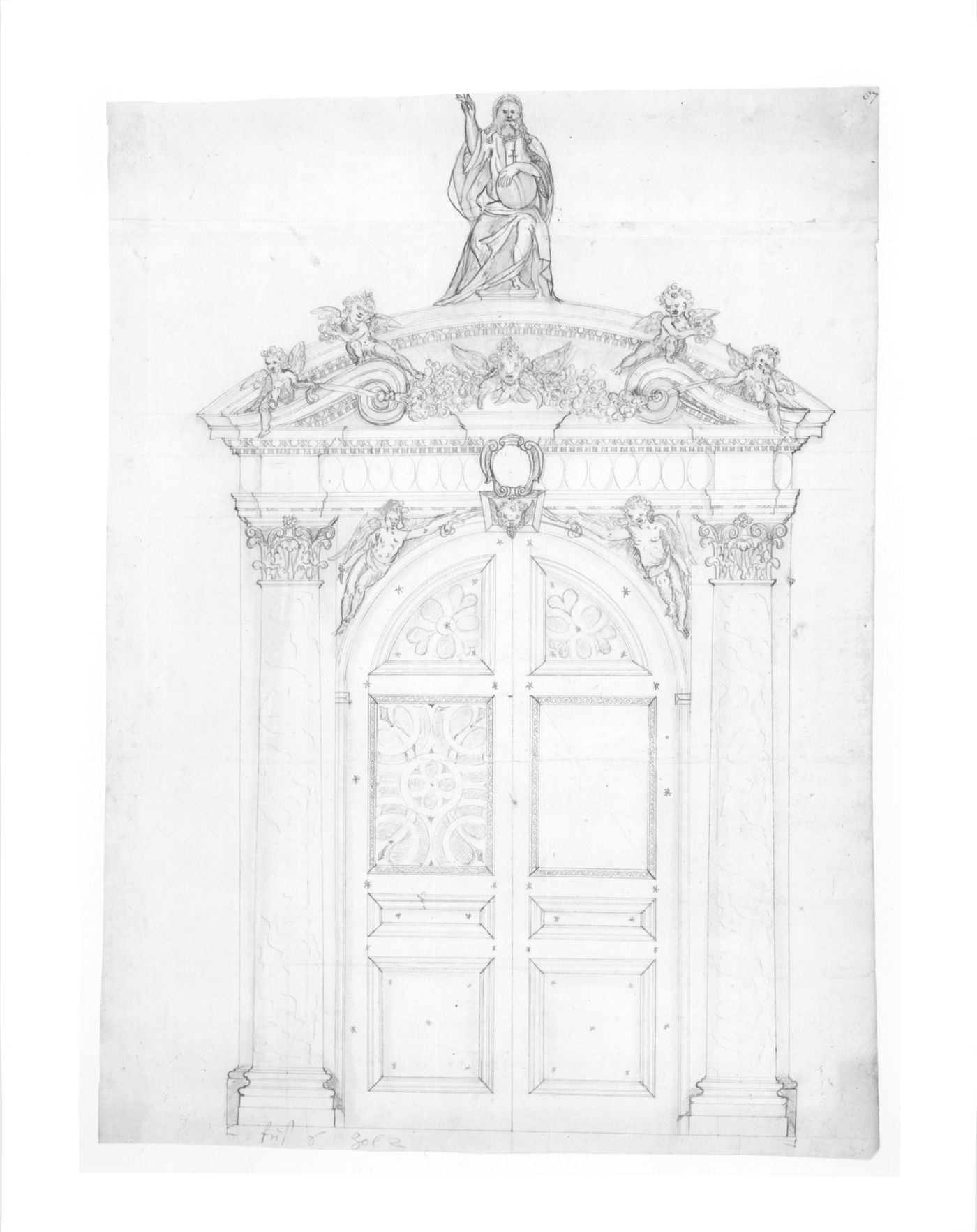 Elevation of a decorated door