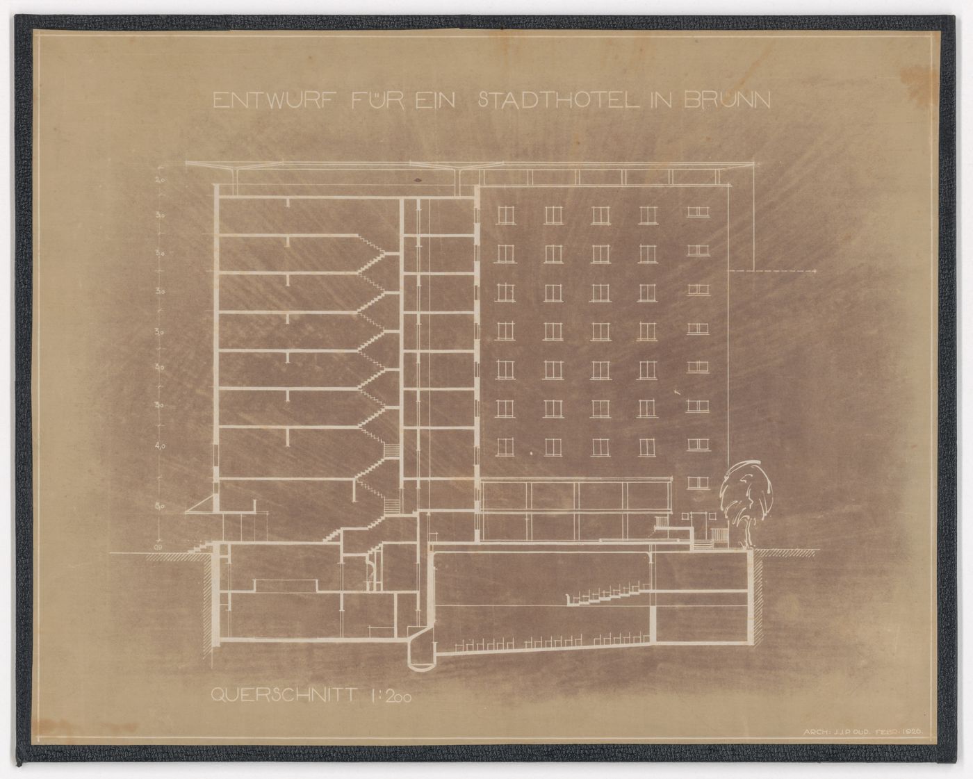 Half section for Hotel Stiassni, Brno, Czechoslovakia (now Czech Republic)