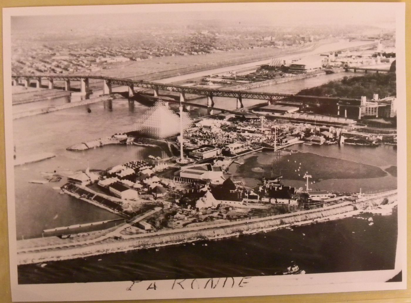 Aerial view of La Ronde on the Île Sainte-Hélène, Expo 67, Montréal, Québec