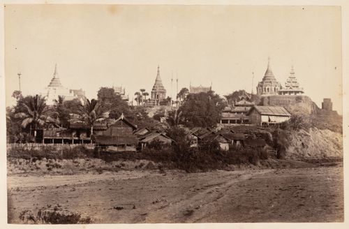 View temples and houses, Burma (now Myanmar)