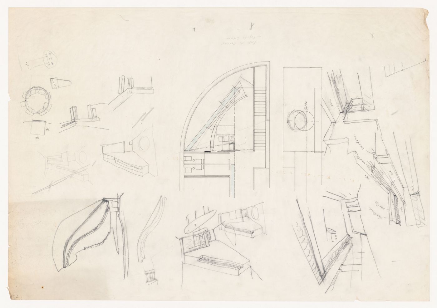 Sketches and plan for Banco Borges & Irmão II [Borges & Irmão bank II], Vila do Conde, Portugal