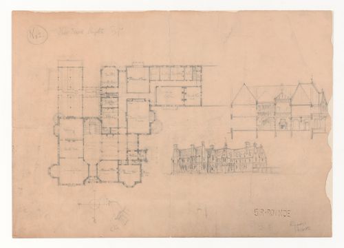 Easneye, House for Thomas Fowell Buxton: Plan perspective and section