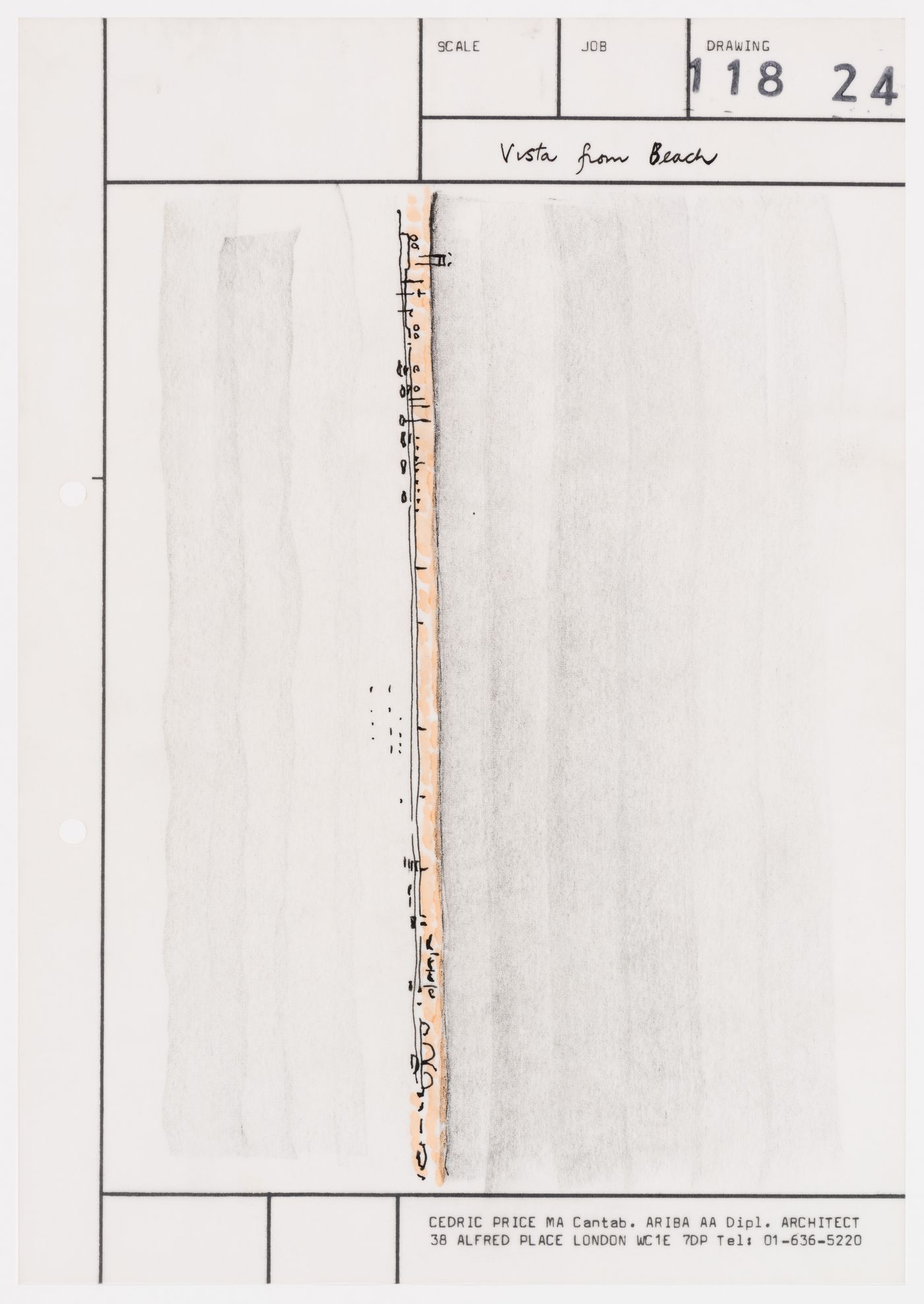 Vista from beach: presentation drawing for Water Wall project, Abū Ẓaby, United Arab Emirates