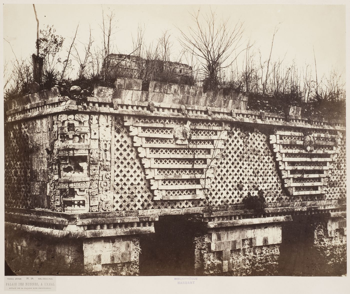Close-up view of the frieze on the Egyptian façade of the Nunnery Quadrangle, Uxmal Site, Mexico