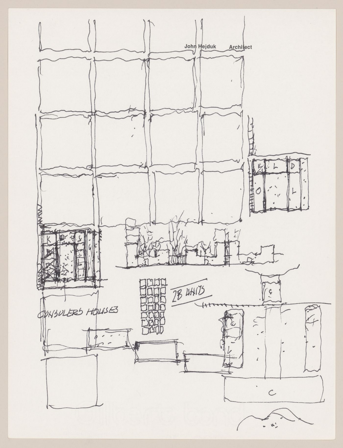 Sketch site plan with annotations for Victims II