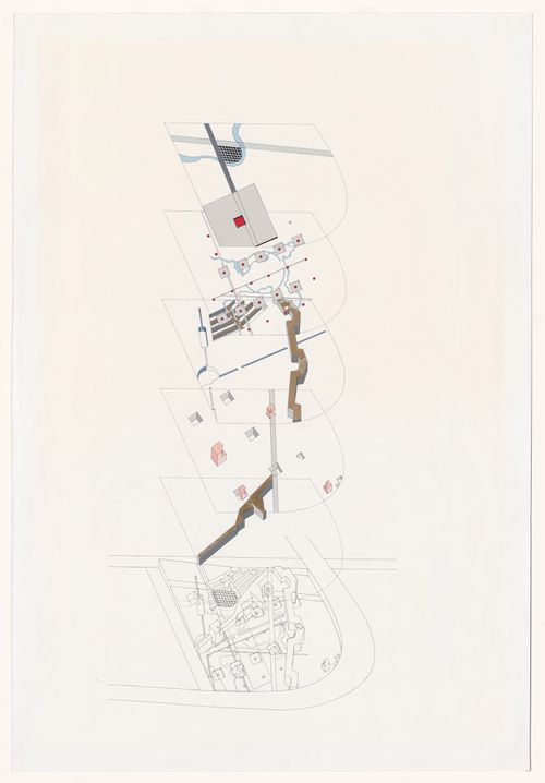 Presentation drawing: exploded axonometric for Parc de la Villette, Paris