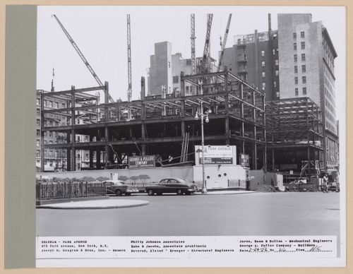 Seagram building under construction, 375 Park avenue, New York, N.Y., north-east view