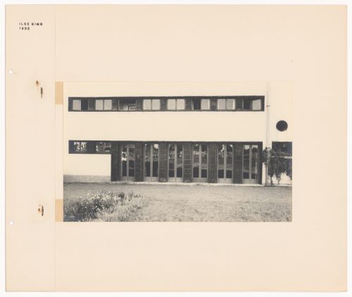 Partial view of an elevation of the Mannheim Altersheim [home for the aged] showing windows and a set of French doors, Mannheim, Germany