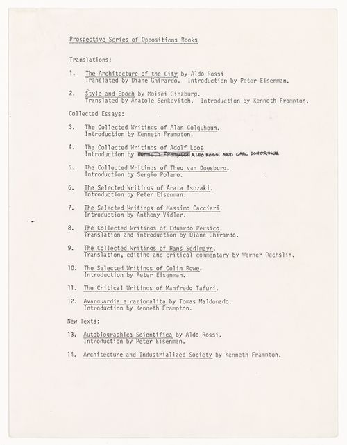 Prospective series of Oppositions books with budget information