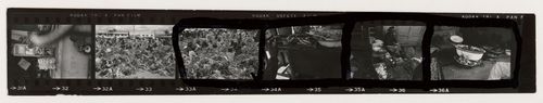 Strip of contact sheet of food market views, South America