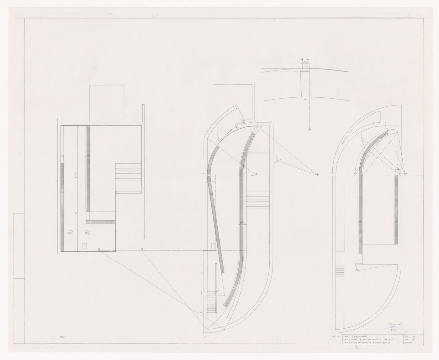 Plans showing layout of lighting for Banco Borges & Irmão II [Borges & Irmão bank II], Vila do Conde, Portugal