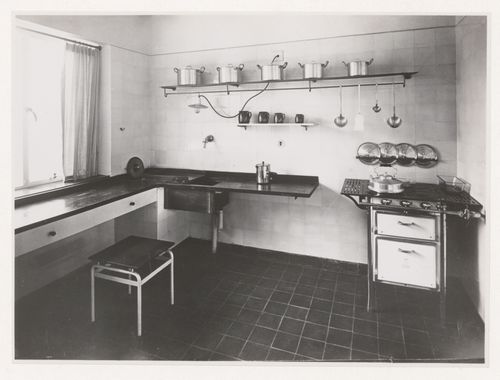 Interior view of the kitchen of House 8, Weissenhofsiedlung, Stuttgart, Germany