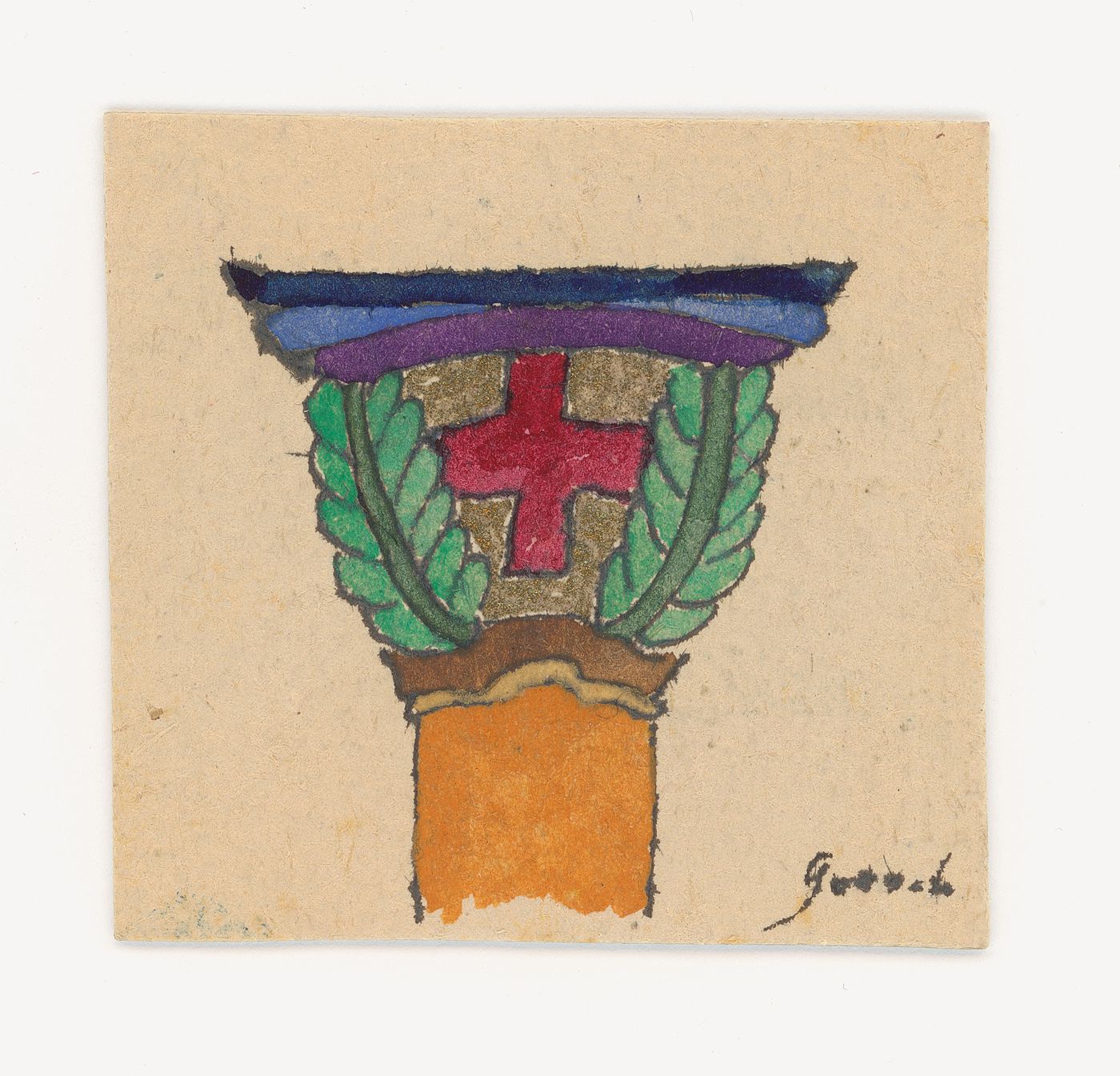 Design for a capital with a Greek cross motif