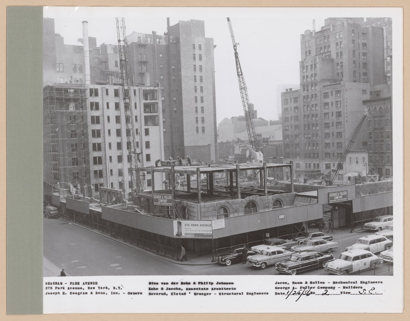 Seagram building under construction, 375 Park avenue, New York, N.Y., south-east view