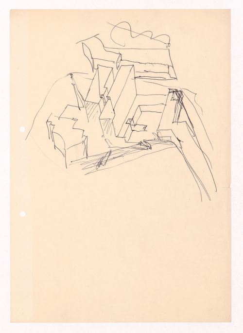 Sketch axonometric view for Habitações Colectivas da Mobil Oil Portuguesa, Matosinhos, Portugal