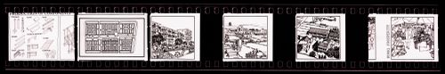 Negative strip of illustrations for the publication "Housing a Billion: Urban Upgrading: Design Ideals for Rural China" publication
