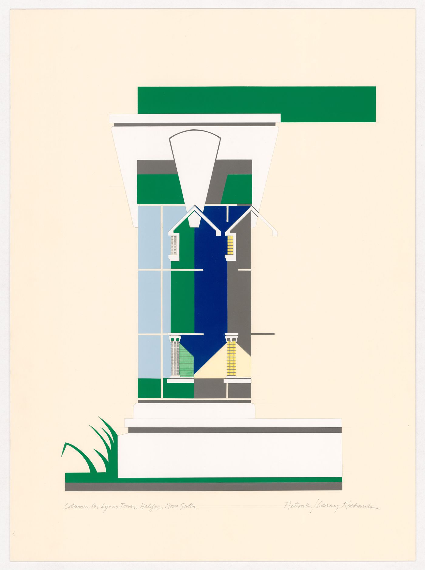 Front elevation for Lyons' Tower, Five Island Lake, Nova Scotia