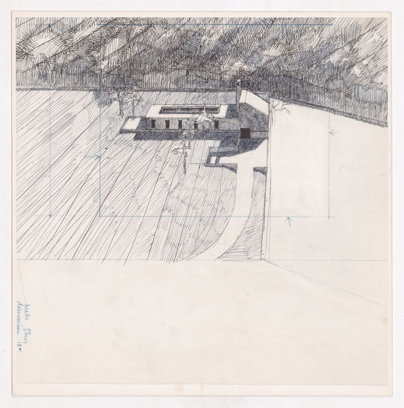 Bird's-eye perspective for Richard Lemon House, Bedford, New York