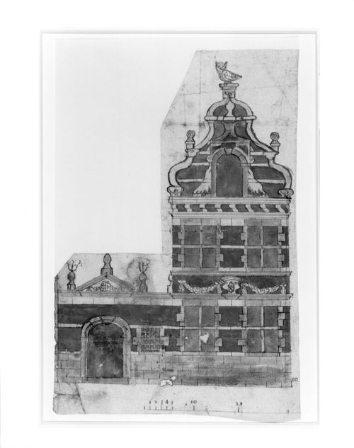 Elevation of a 3-storey house (?)