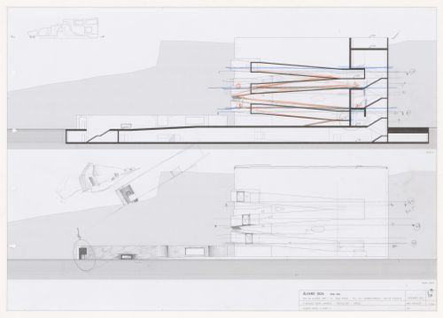 North elevation and section for C. Cultural e Audit. para a Fundação Iberê Camargo [Iberê Camargo Foundation Museum], Porto Alegre, Brazil