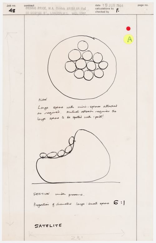 Plan and section for "Satelite" inflatable chair