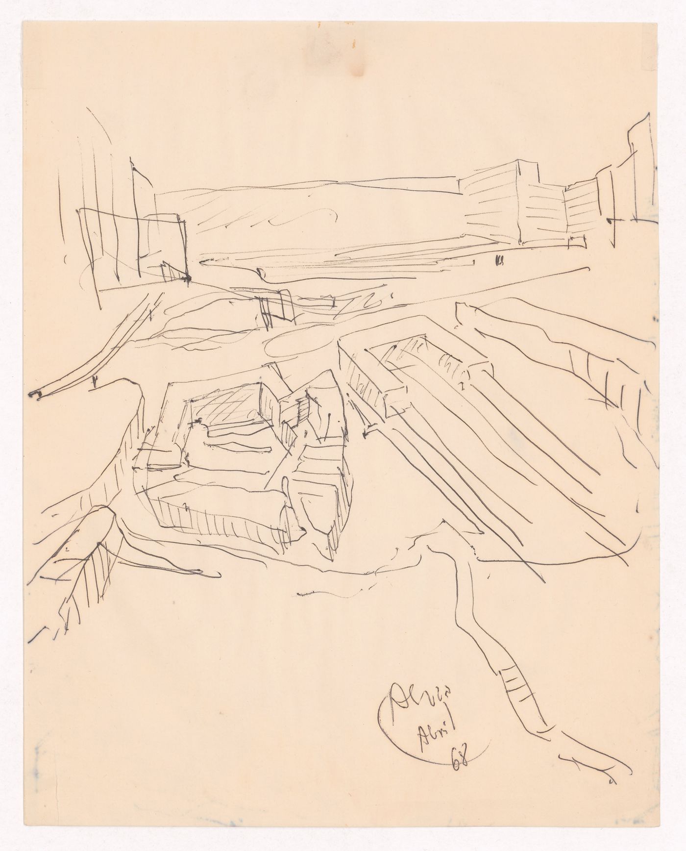 Sketch axonometric plan for Edifício de Escritórios na Av. D. Afonso Henriques, Porto, Portugal