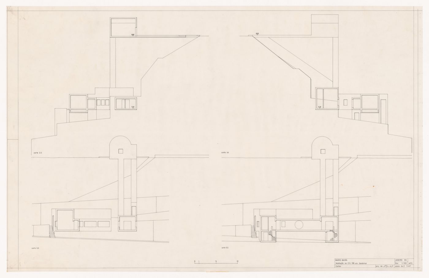 Sections for Casa Mário Bahia [Mário Bahia house], Gondomar, Portugal