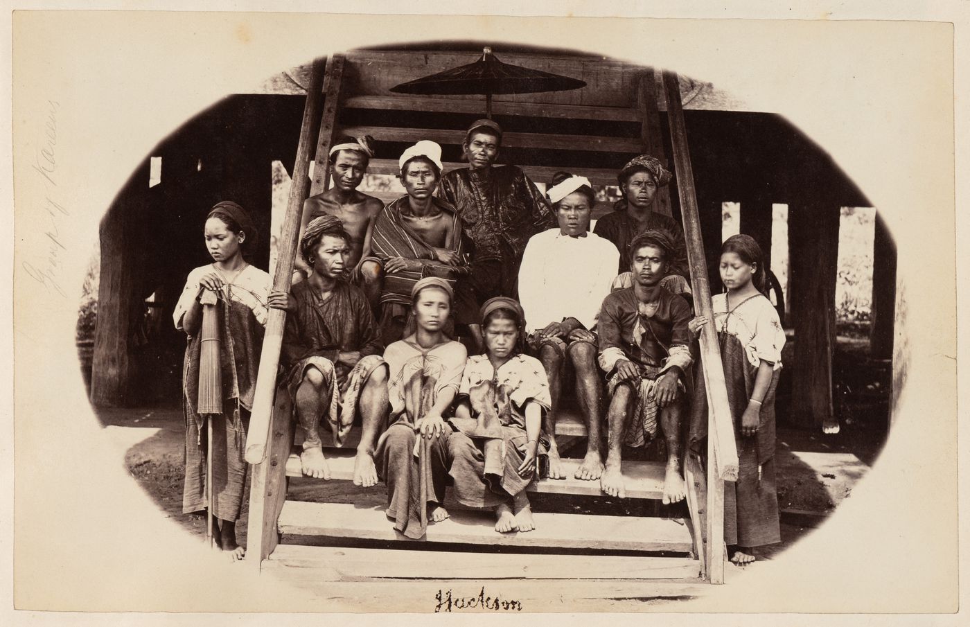 Group portrait, Kareen Village [?], Toungoo [?], Burma (now Myanmar)