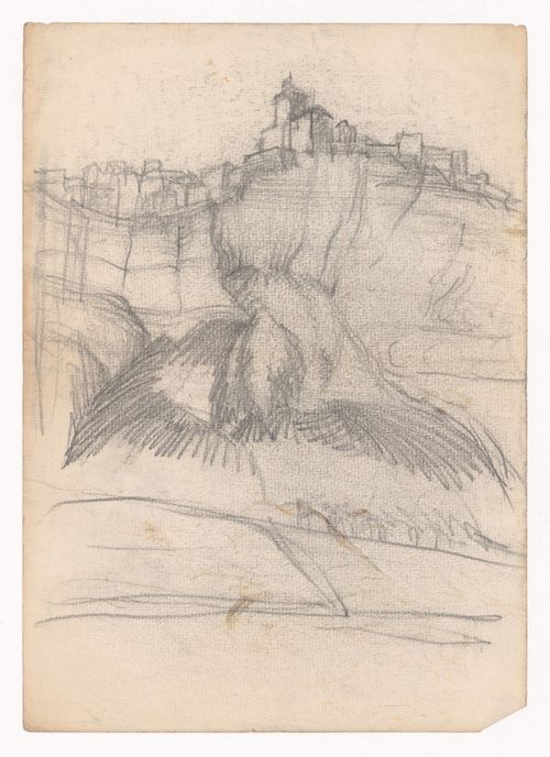 Sketch, possibly of Arcos de la Frontera, Spain
