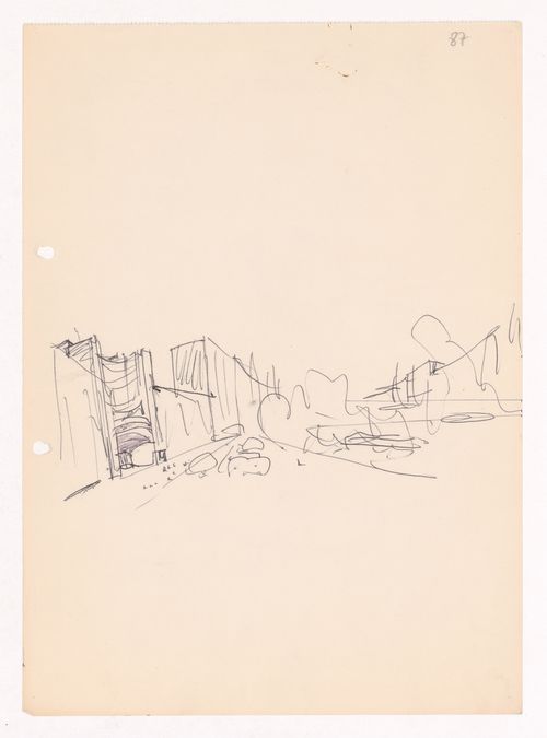 Sketch perspective for Cinema Teatro Edifício Av. de Roma, Lisbon, Portugal