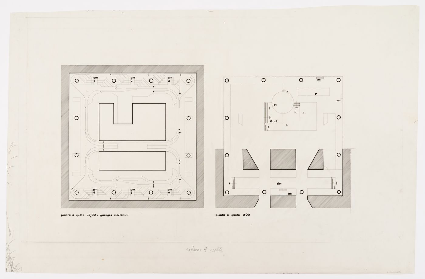 Project for a civic centre in Turin, Italy (Centro direzionale di Torino): floor plans