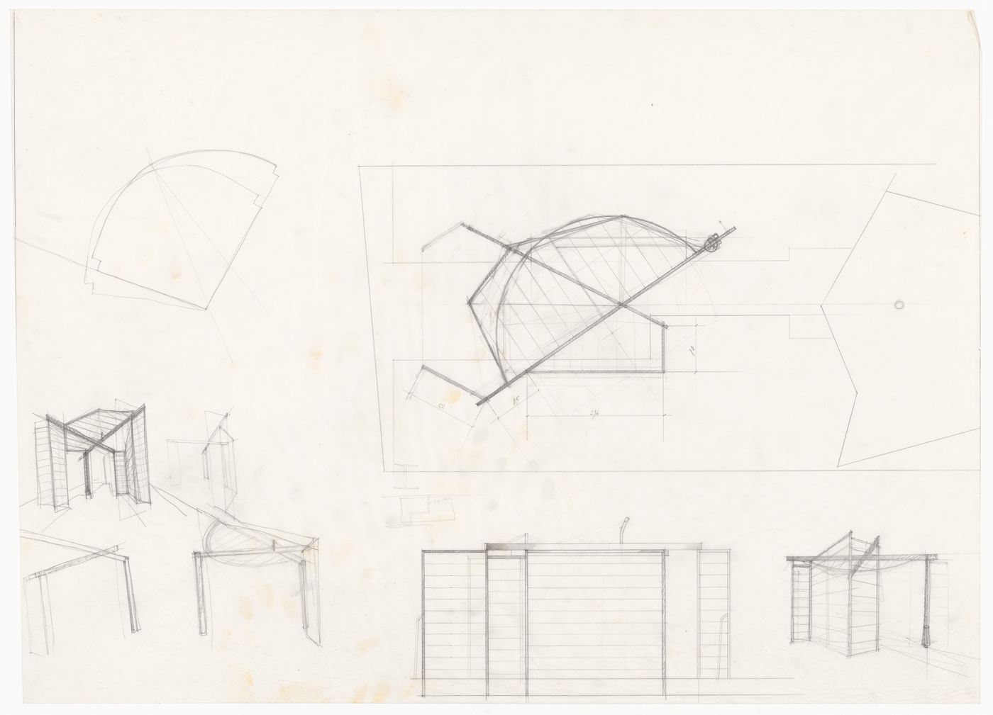 Plans, perspectives and elevations for Casa Frea, Milan, Italy