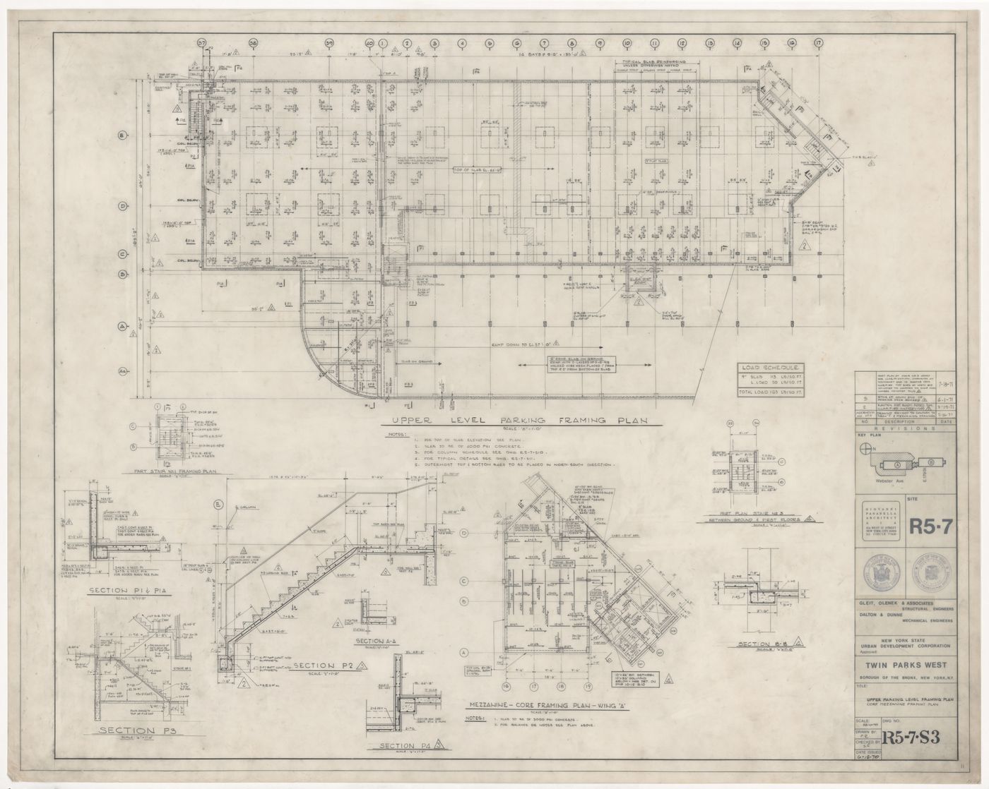 Framing plans and details for Twin Parks West, Site R5-7, Bronx, New York