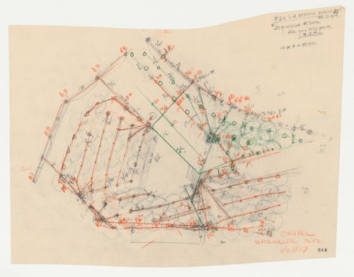 Wayfarers' Chapel, Palos Verdes, California: Sketch site plan for the irrigation system