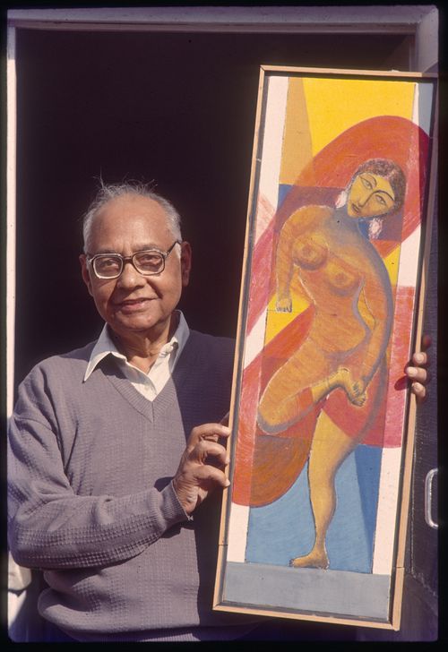 Slide of Aditya Prakash showing one of his paintings