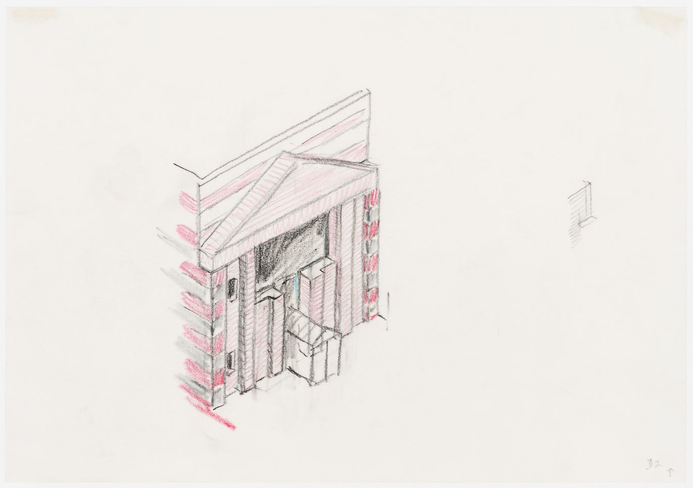 Arthur M. Sackler Museum, Harvard University, Cambridge, Massachusetts: axonometric sketch of facade