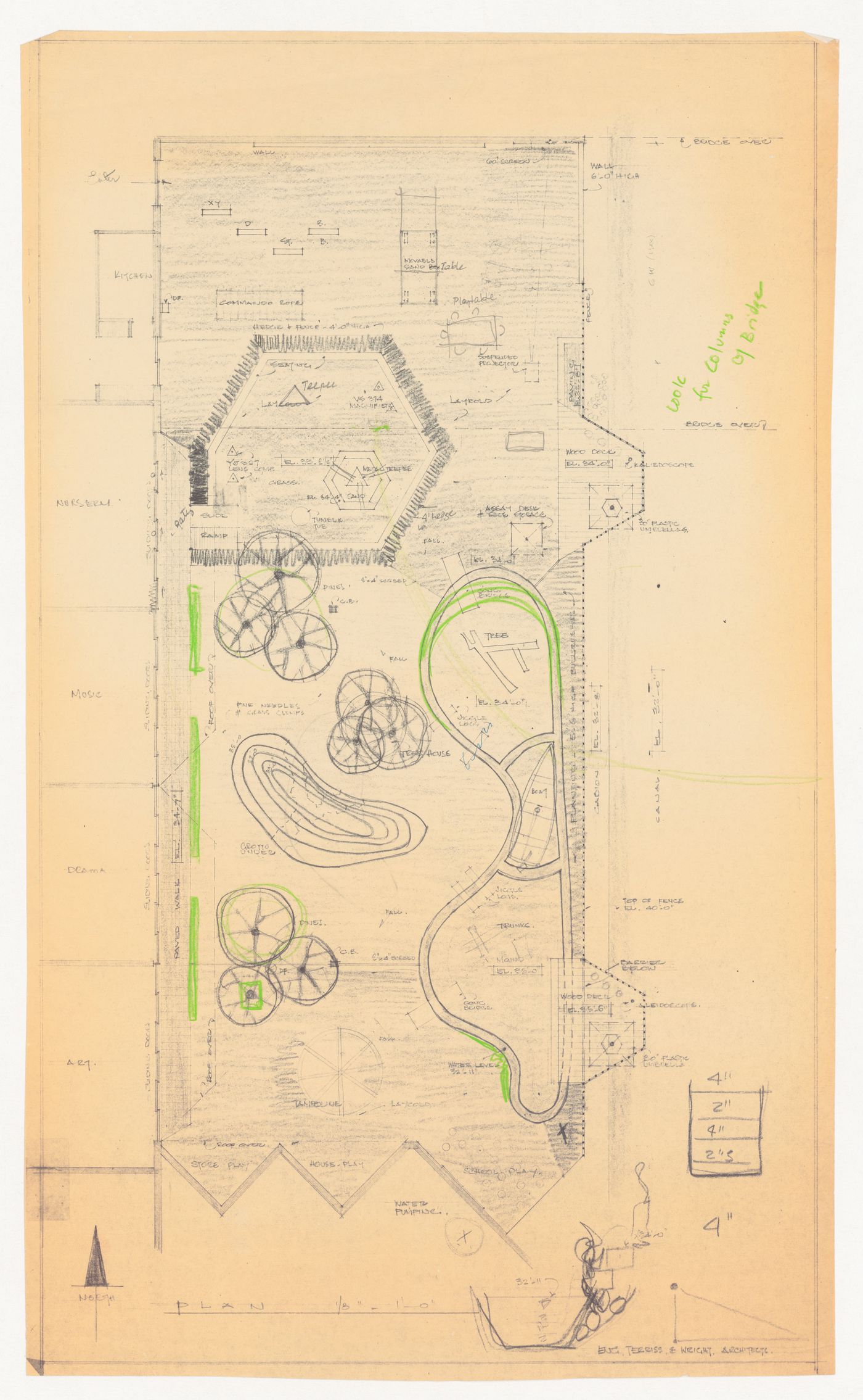 Plan with annotations for Children's Creative Centre Playground, Canadian Federal Pavilion, Expo '67, Montréal, Québec