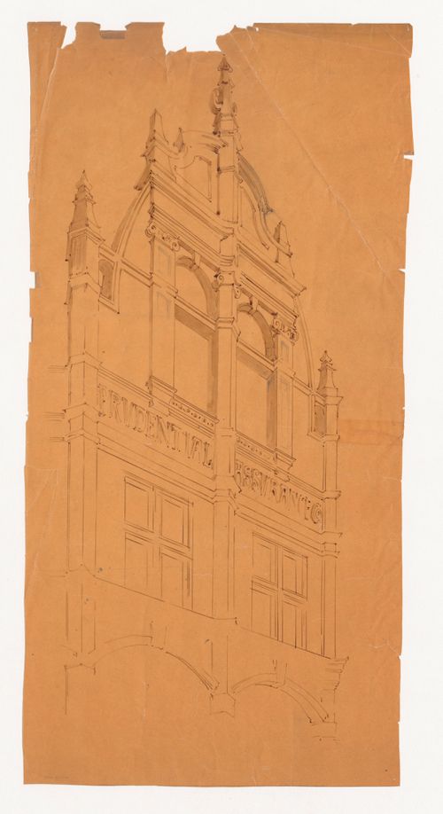 Unidentified branch of Prudential Assurance: Perspective detail of main entrance