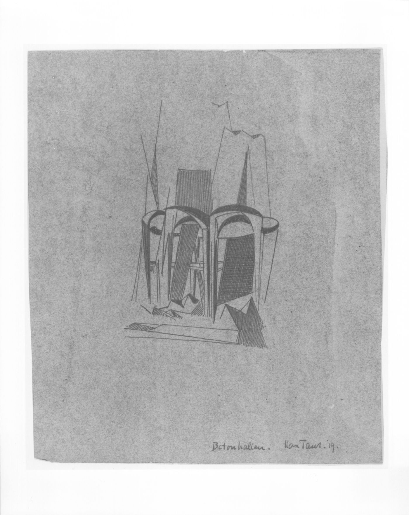 Drawing of an unidentified structure by Max Taut