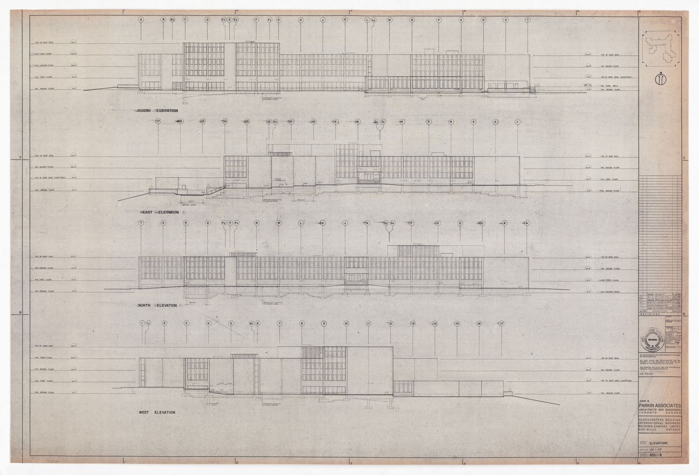 Elevations for IBM Headquarters Building, North York, Ontario