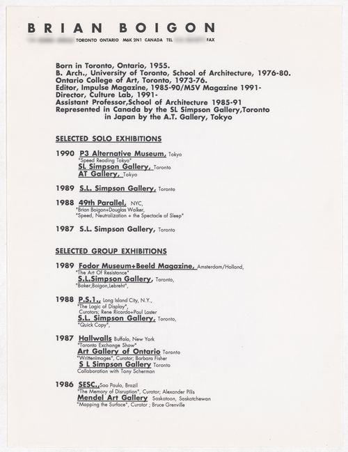 Brian Boigon CV included in Culture Lab Stim-notes