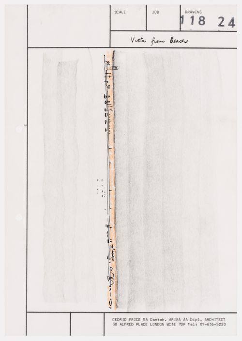 Vista from beach: presentation drawing for Water Wall project, Abū Ẓaby, United Arab Emirates